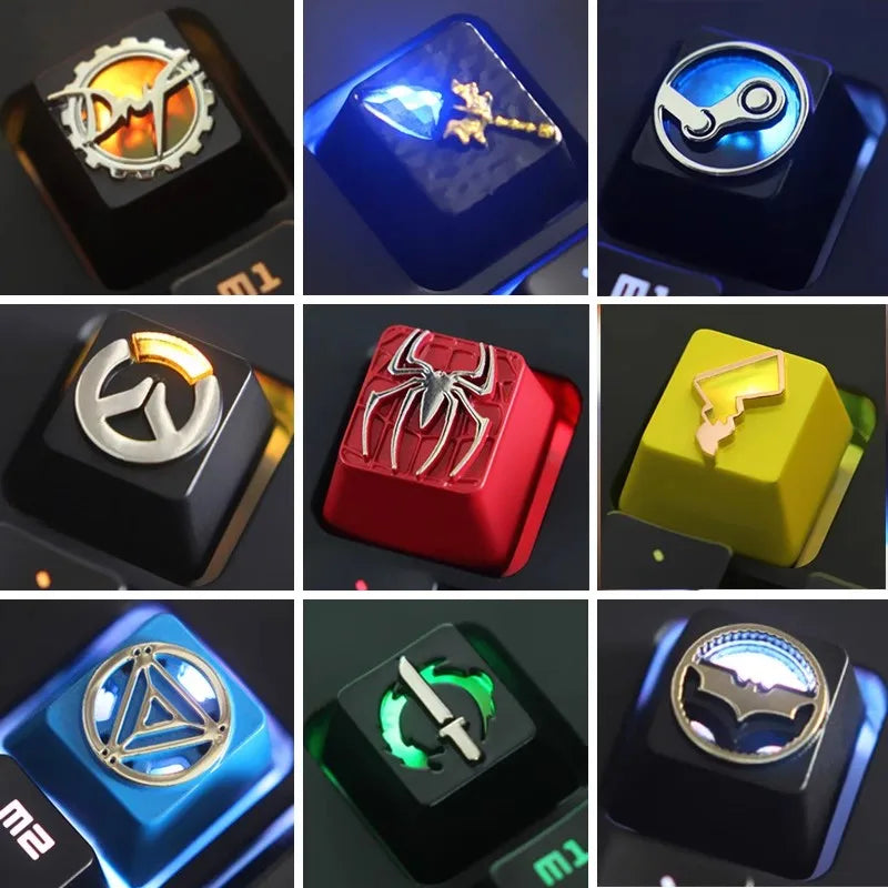 1Pc Zinc Aluminium Alloy Key Cap Mechanical Keyboard Keycap for CSGO OW Dota 2 PUBG WOW LOL R4 Height Stereoscopic Relief