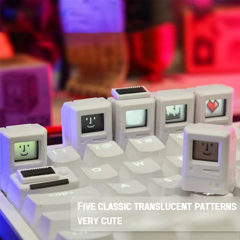 2PC Nostalgic Mini Macintosh Keycap Classic Retro MAC Hat FC Cute Style ABS PC Creative Face Changeable for Mechanical Keyboard