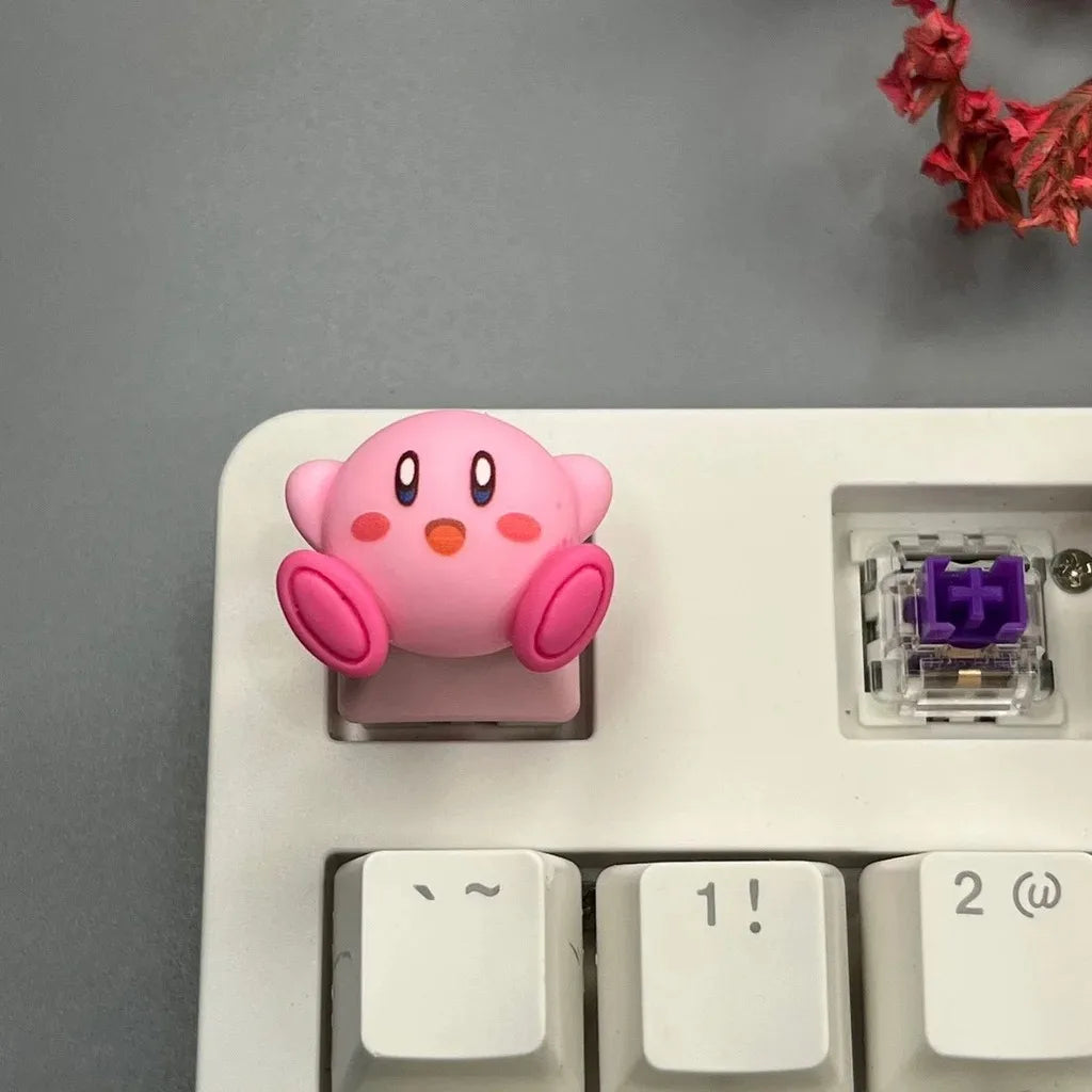 Pokemon Anime Cute Kirby Keycaps Mechanical Keyboard Accessories R4 ESC Cross Axis Cartoon Anime Keys Pink Girl 3D Lovely Keycap