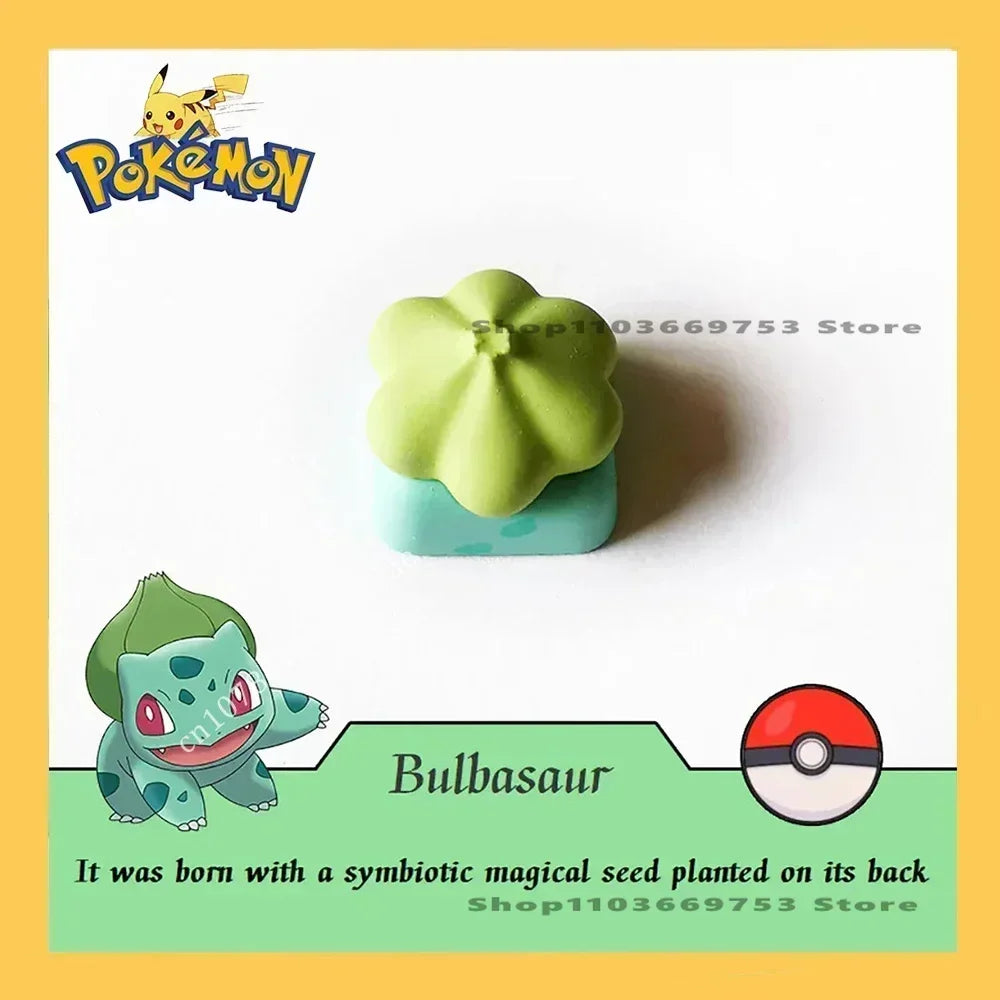 Pokemon Keycaps Pikachu Squirtle Mewtwo Kawaii Keyboard Cap for Cross Shaft Mechanical Keyboard Resin Keycap Stereo Key Cap
