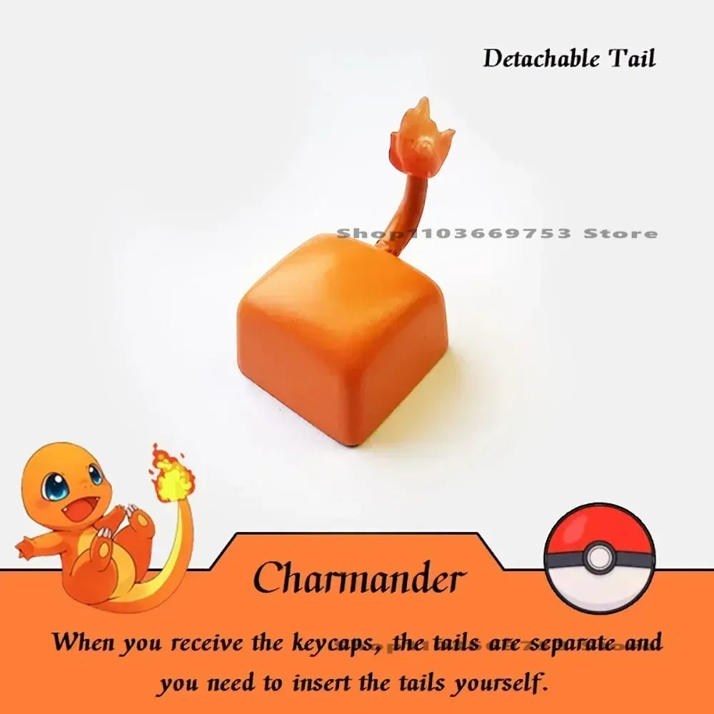 Pokemon Keycaps Pikachu Squirtle Mewtwo Kawaii Keyboard Cap for Cross Shaft Mechanical Keyboard Resin Keycap Stereo Key Cap