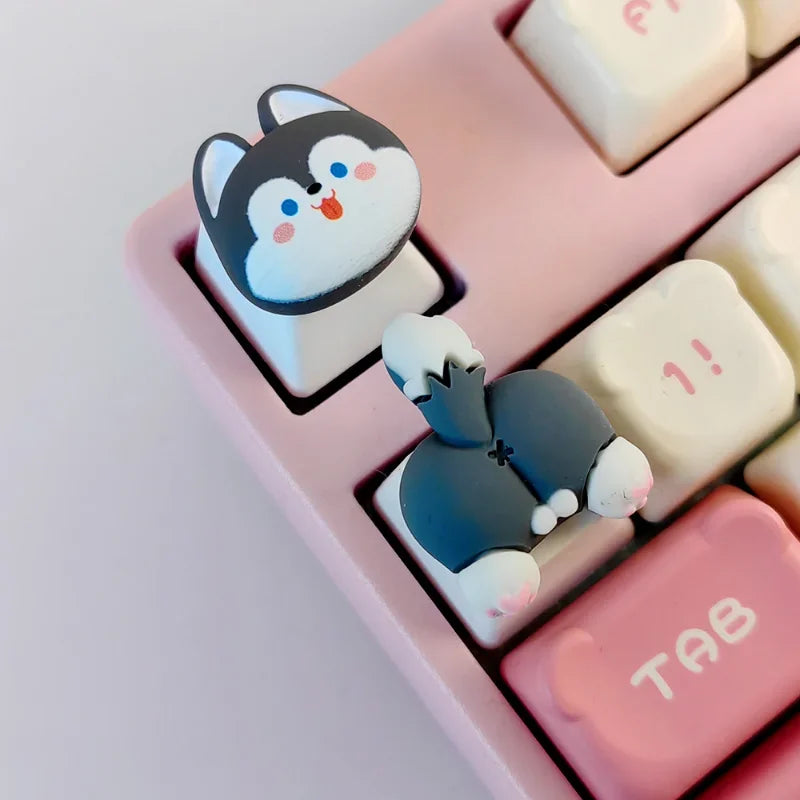 Mifuny Cute Cat/Corgi Butt Keycaps Bear/Rabbit 3D Resin DIY Custom Cartoon Artisan Key Caps for Mechanical Keyboards Gaming Gift