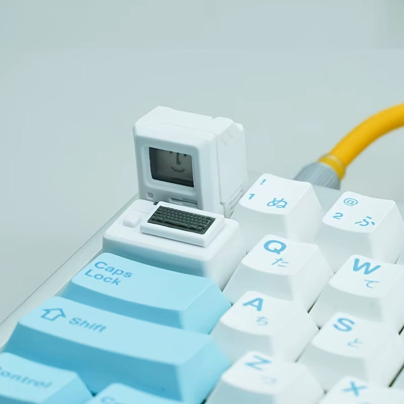 2PC Nostalgic Mini Macintosh Keycap Classic Retro MAC Hat FC Cute Style ABS PC Creative Face Changeable for Mechanical Keyboard
