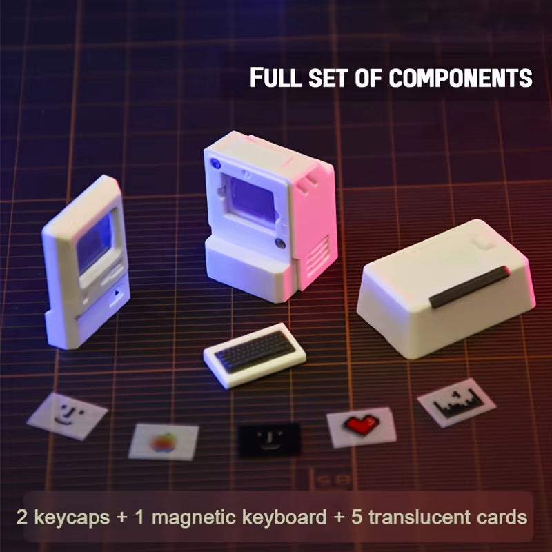 2PC Nostalgic Mini Macintosh Keycap Classic Retro MAC Hat FC Cute Style ABS PC Creative Face Changeable for Mechanical Keyboard