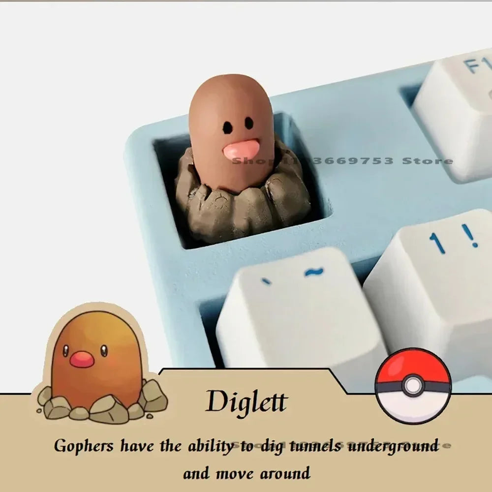 Pokemon Keycaps Pikachu Squirtle Mewtwo Kawaii Keyboard Cap for Cross Shaft Mechanical Keyboard Resin Keycap Stereo Key Cap