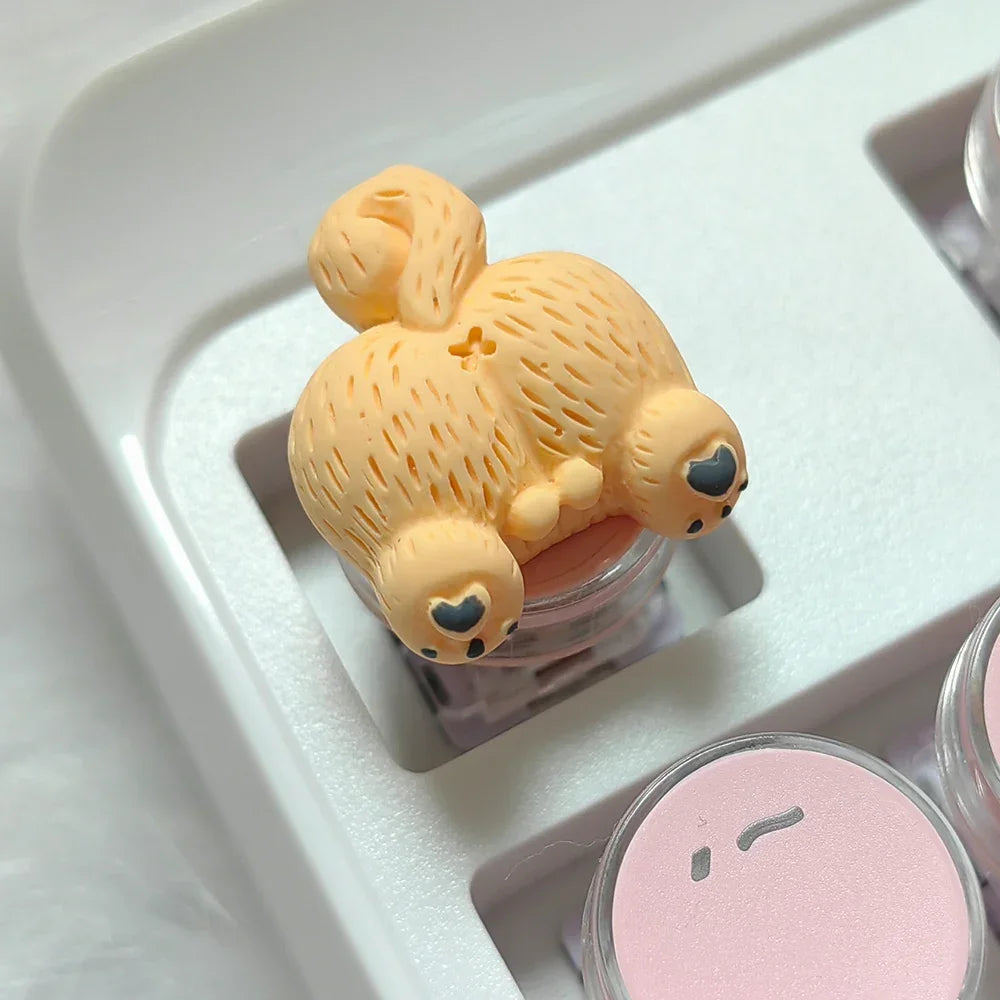 Mifuny Cute Cat/Corgi Butt Keycaps Bear/Rabbit 3D Resin DIY Custom Cartoon Artisan Key Caps for Mechanical Keyboards Gaming Gift