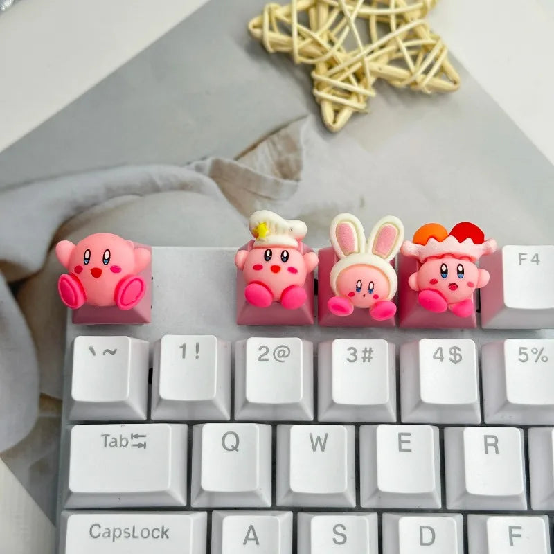 Pokemon Anime Cute Kirby Keycaps Mechanical Keyboard Accessories R4 ESC Cross Axis Cartoon Anime Keys Pink Girl 3D Lovely Keycap