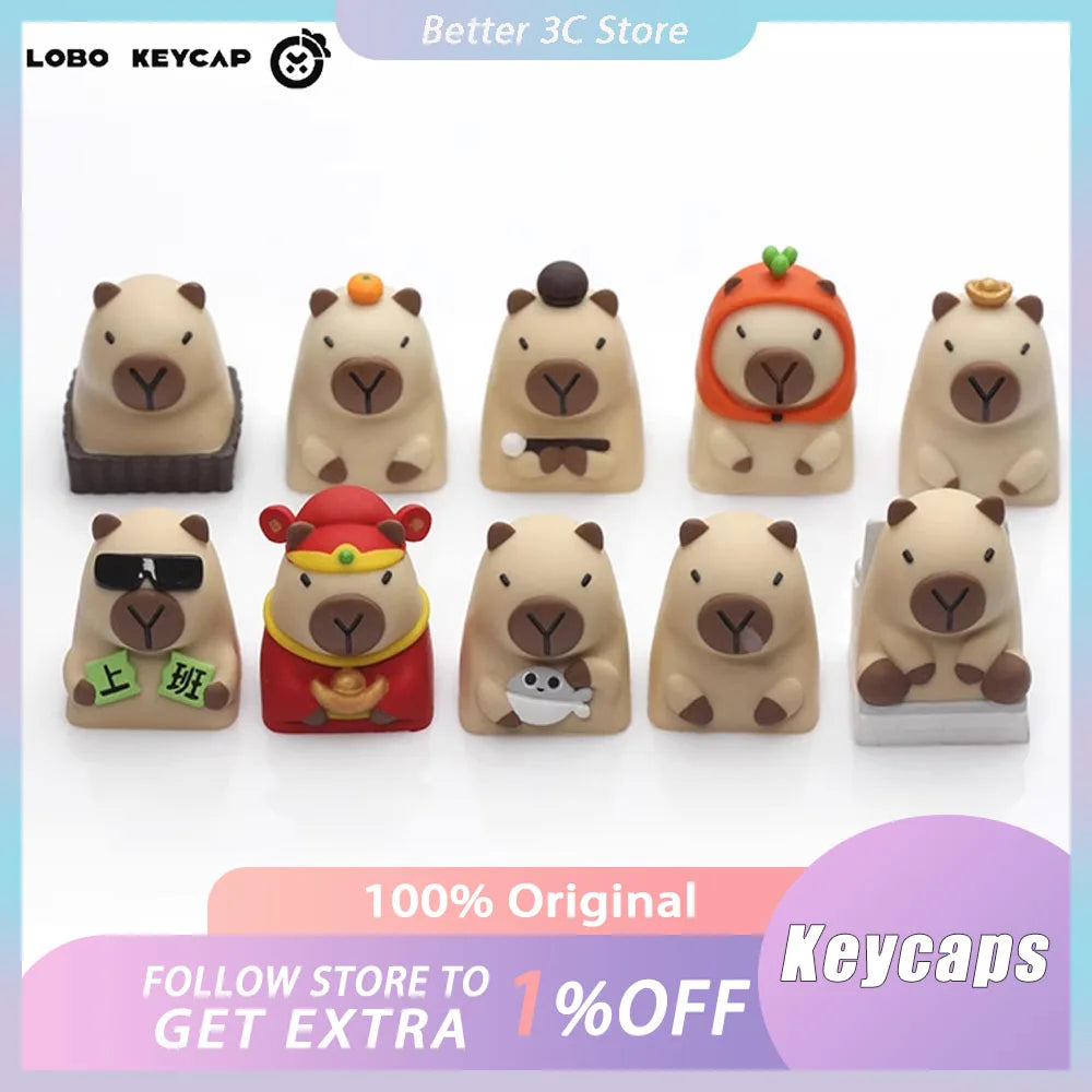 Lobo Capybara Keycaps Resin Creative Keycaps for Mechanical Keyboard Cute Cartoon Keyboard Decoration Customized Gifts