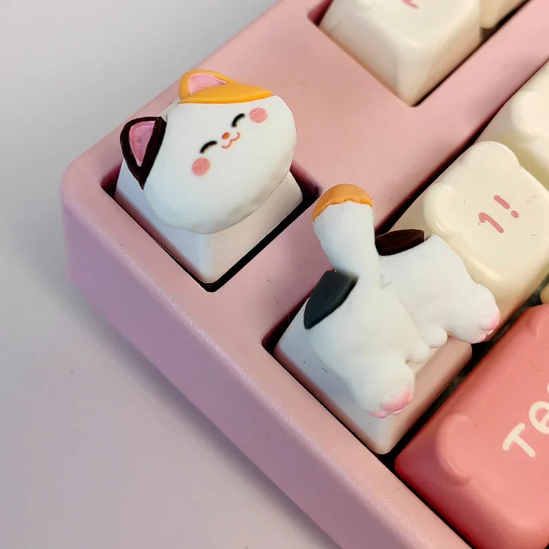 Mifuny Cute Cat/Corgi Butt Keycaps Bear/Rabbit 3D Resin DIY Custom Cartoon Artisan Key Caps for Mechanical Keyboards Gaming Gift