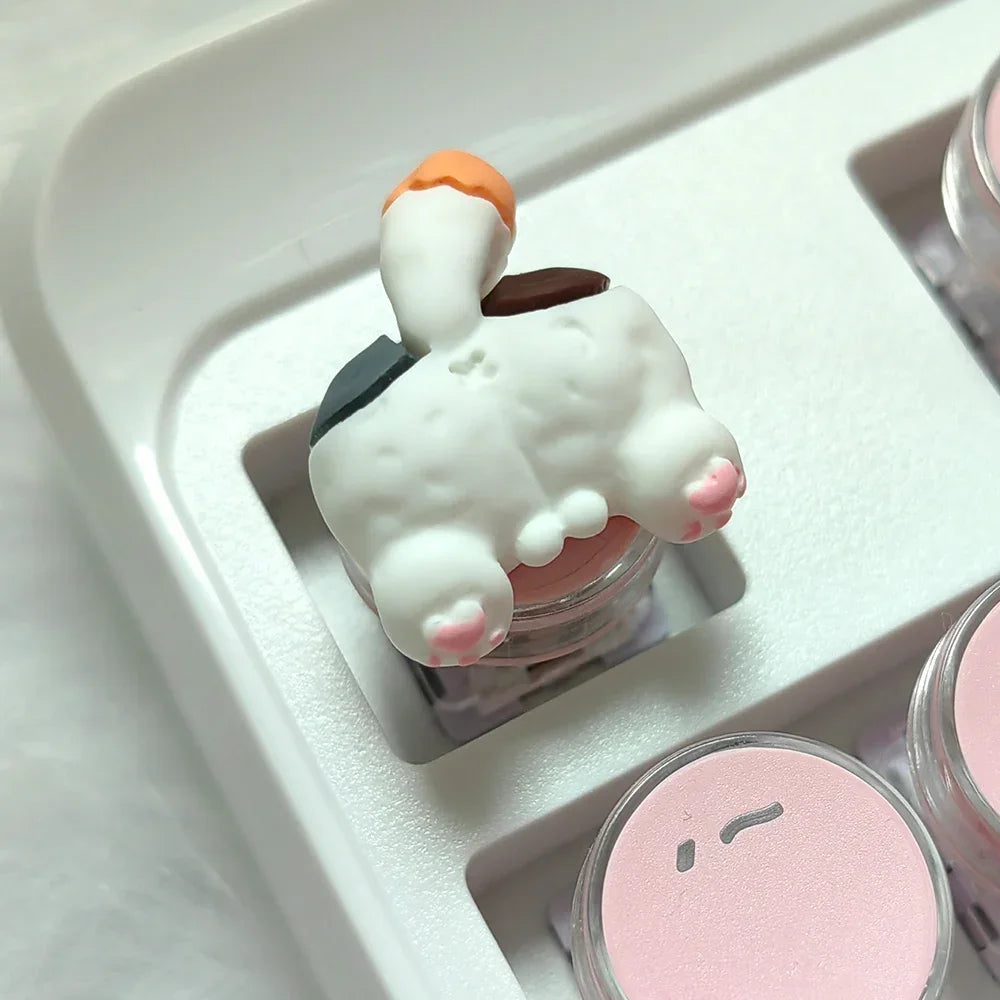 Mifuny Cute Cat/Corgi Butt Keycaps Bear/Rabbit 3D Resin DIY Custom Cartoon Artisan Key Caps for Mechanical Keyboards Gaming Gift