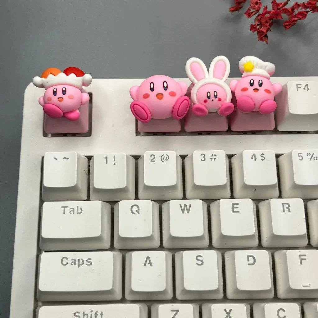 Pokemon Anime Cute Kirby Keycaps Mechanical Keyboard Accessories R4 ESC Cross Axis Cartoon Anime Keys Pink Girl 3D Lovely Keycap