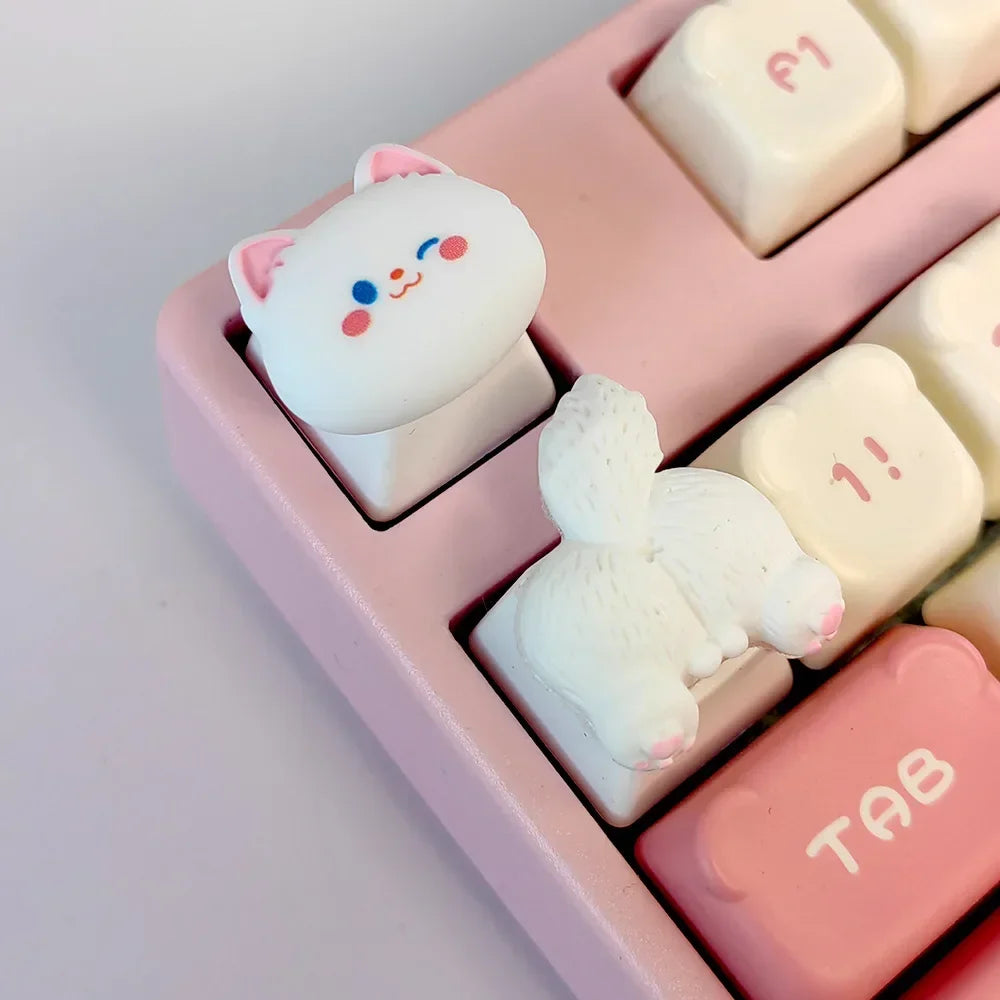 Mifuny Cute Cat/Corgi Butt Keycaps Bear/Rabbit 3D Resin DIY Custom Cartoon Artisan Key Caps for Mechanical Keyboards Gaming Gift