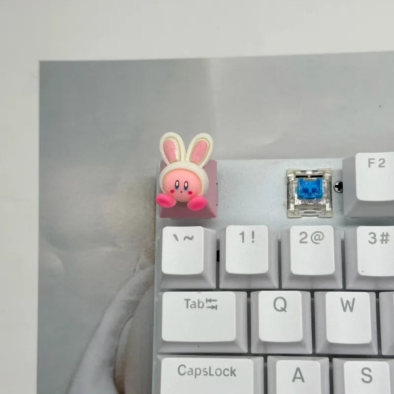 Pokemon Anime Cute Kirby Keycaps Mechanical Keyboard Accessories R4 ESC Cross Axis Cartoon Anime Keys Pink Girl 3D Lovely Keycap