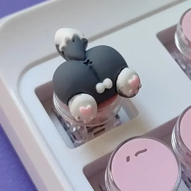 Mifuny Cute Cat/Corgi Butt Keycaps Bear/Rabbit 3D Resin DIY Custom Cartoon Artisan Key Caps for Mechanical Keyboards Gaming Gift