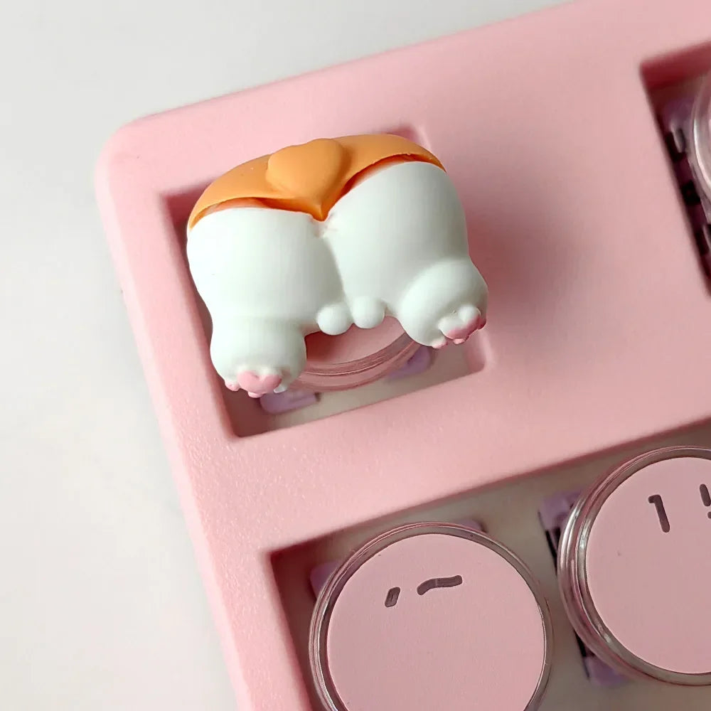 Mifuny Cute Cat/Corgi Butt Keycaps Bear/Rabbit 3D Resin DIY Custom Cartoon Artisan Key Caps for Mechanical Keyboards Gaming Gift