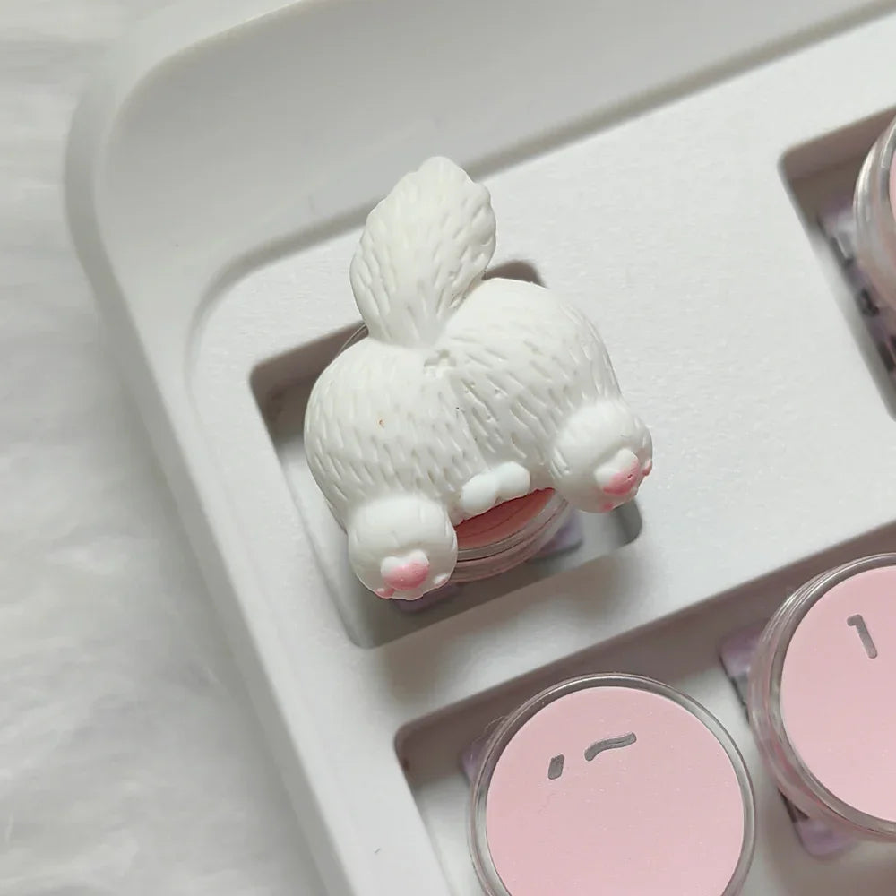 Mifuny Cute Cat/Corgi Butt Keycaps Bear/Rabbit 3D Resin DIY Custom Cartoon Artisan Key Caps for Mechanical Keyboards Gaming Gift