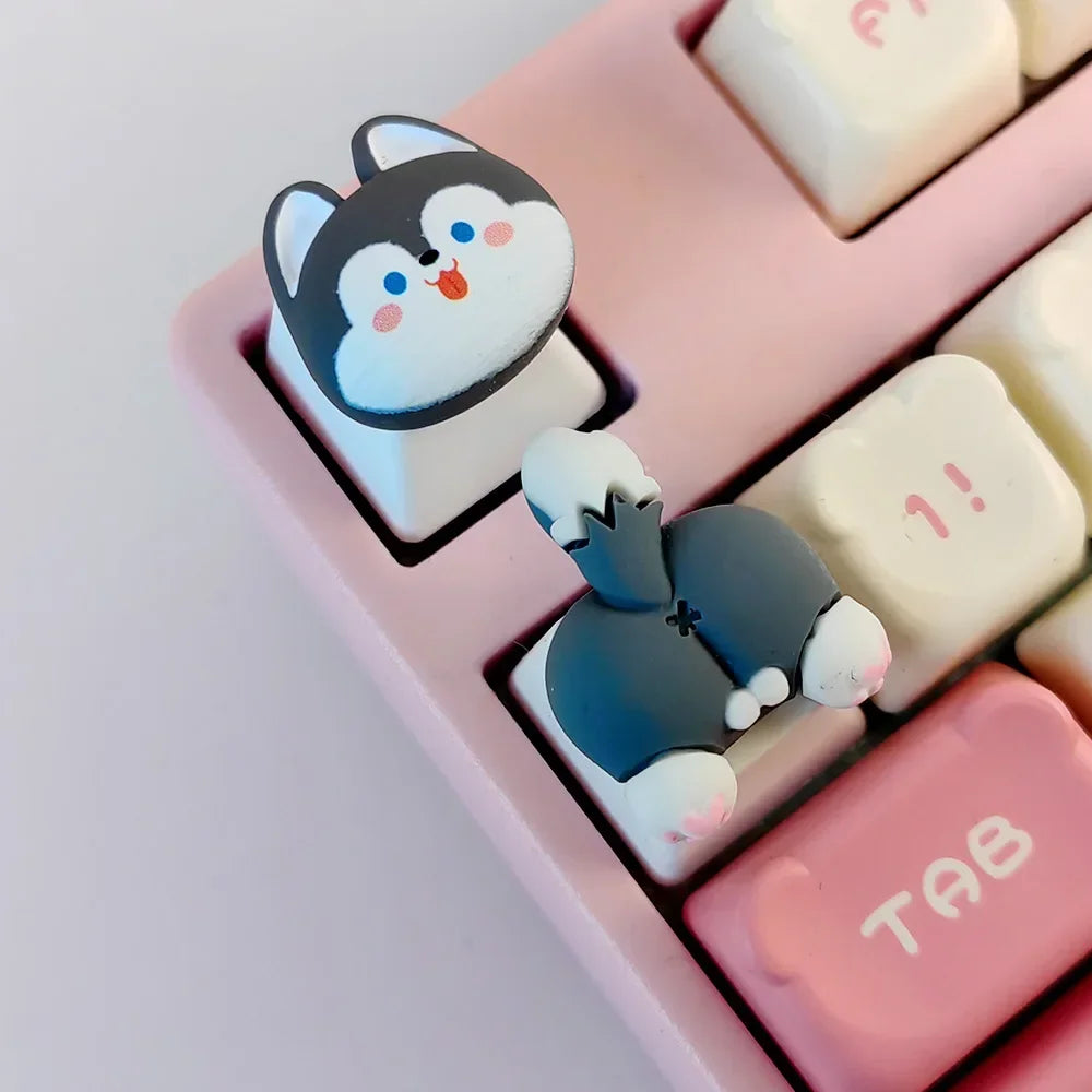 Mifuny Cute Cat/Corgi Butt Keycaps Bear/Rabbit 3D Resin DIY Custom Cartoon Artisan Key Caps for Mechanical Keyboards Gaming Gift