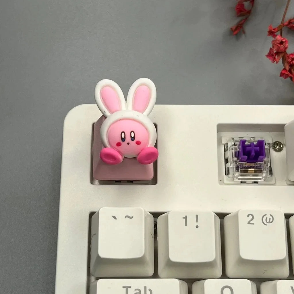 Pokemon Anime Cute Kirby Keycaps Mechanical Keyboard Accessories R4 ESC Cross Axis Cartoon Anime Keys Pink Girl 3D Lovely Keycap